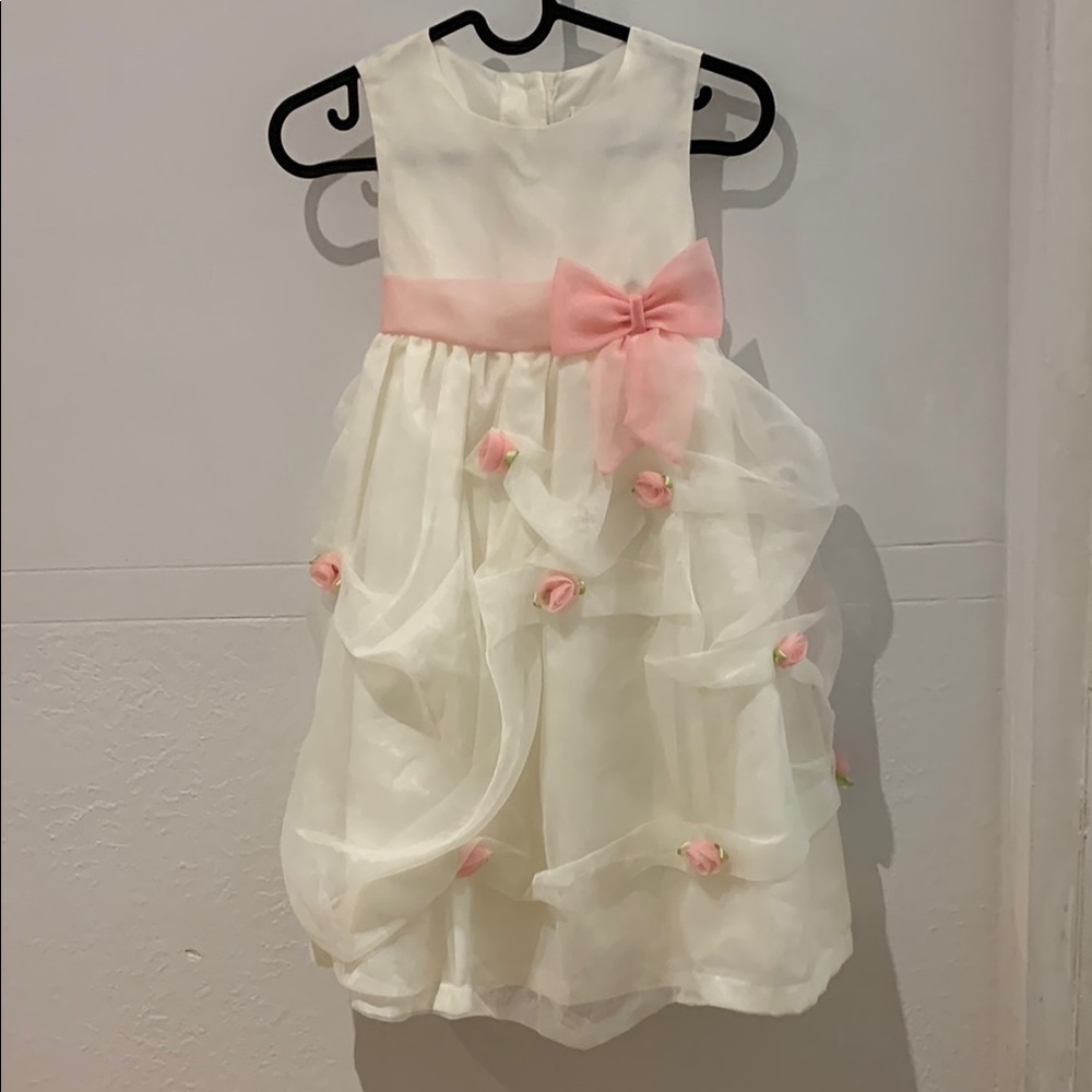 Rare Editions Cream and Pink Formal Kids Dress